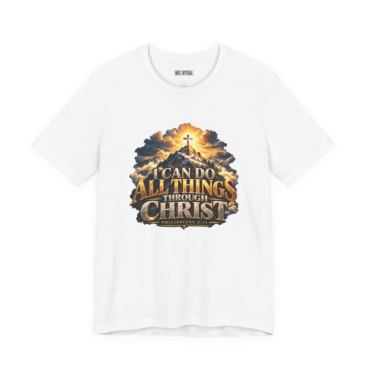 Shop the I Can Do All Things Through Christ – Philippians 4:13 Mountain Christian T-shirt.