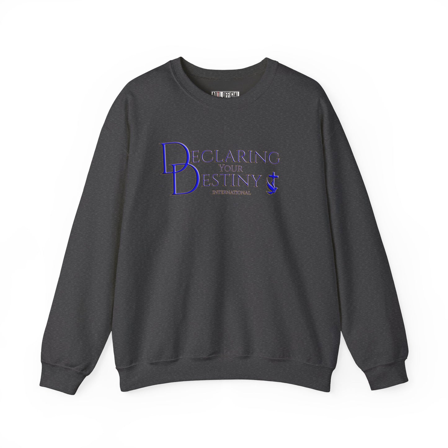 Declaring Your Destiny Blue & Gold Logo/ Romans 8:31 Unisex Heavy Blend™ Crewneck Sweatshirt