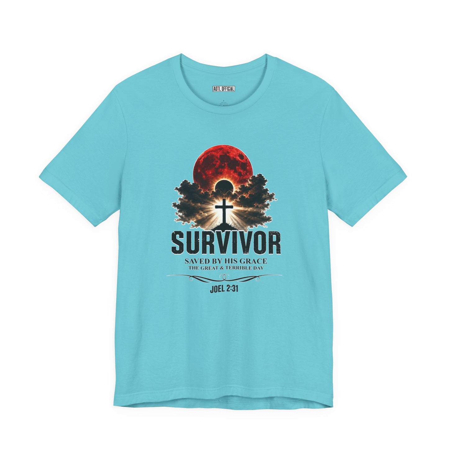 Survivor – Saved by His Grace (Joel 2:31) Unisex Short Sleeve Tee