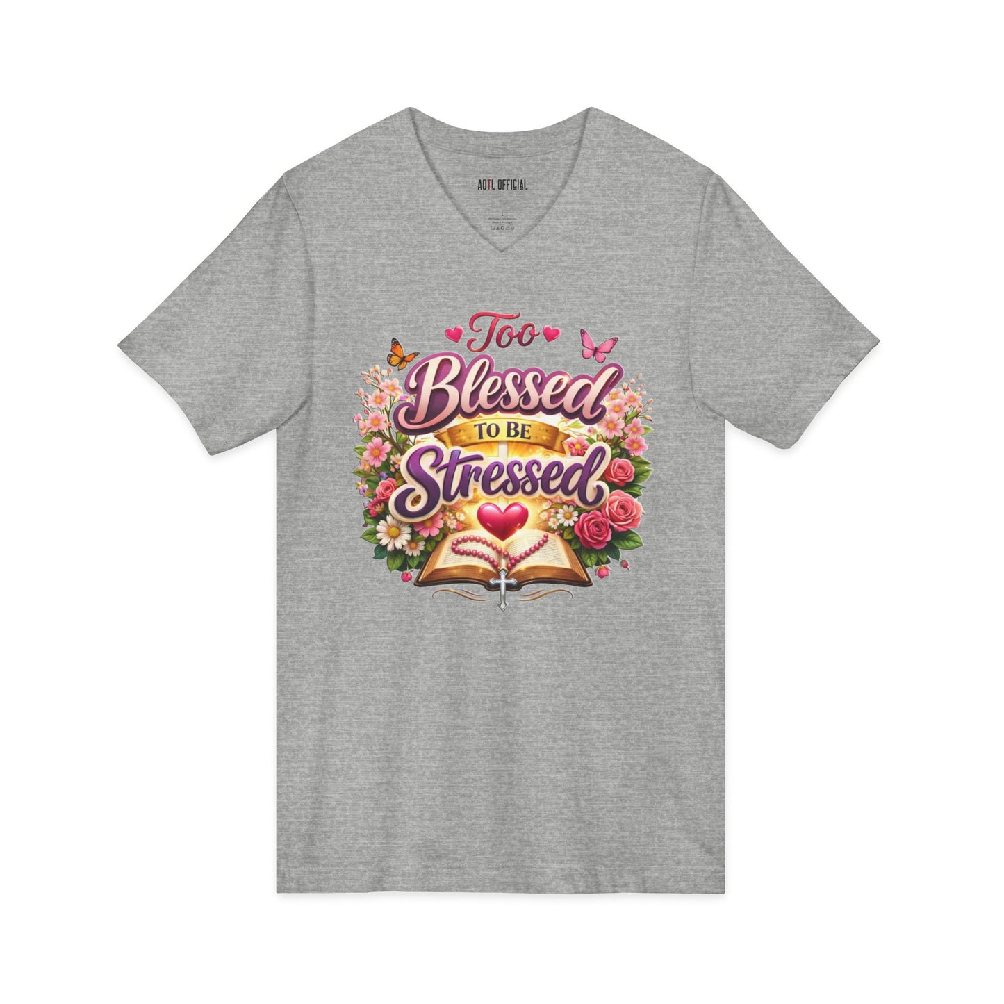 Too Blessed To Be Stressed Nature Edition  V-Neck Tee