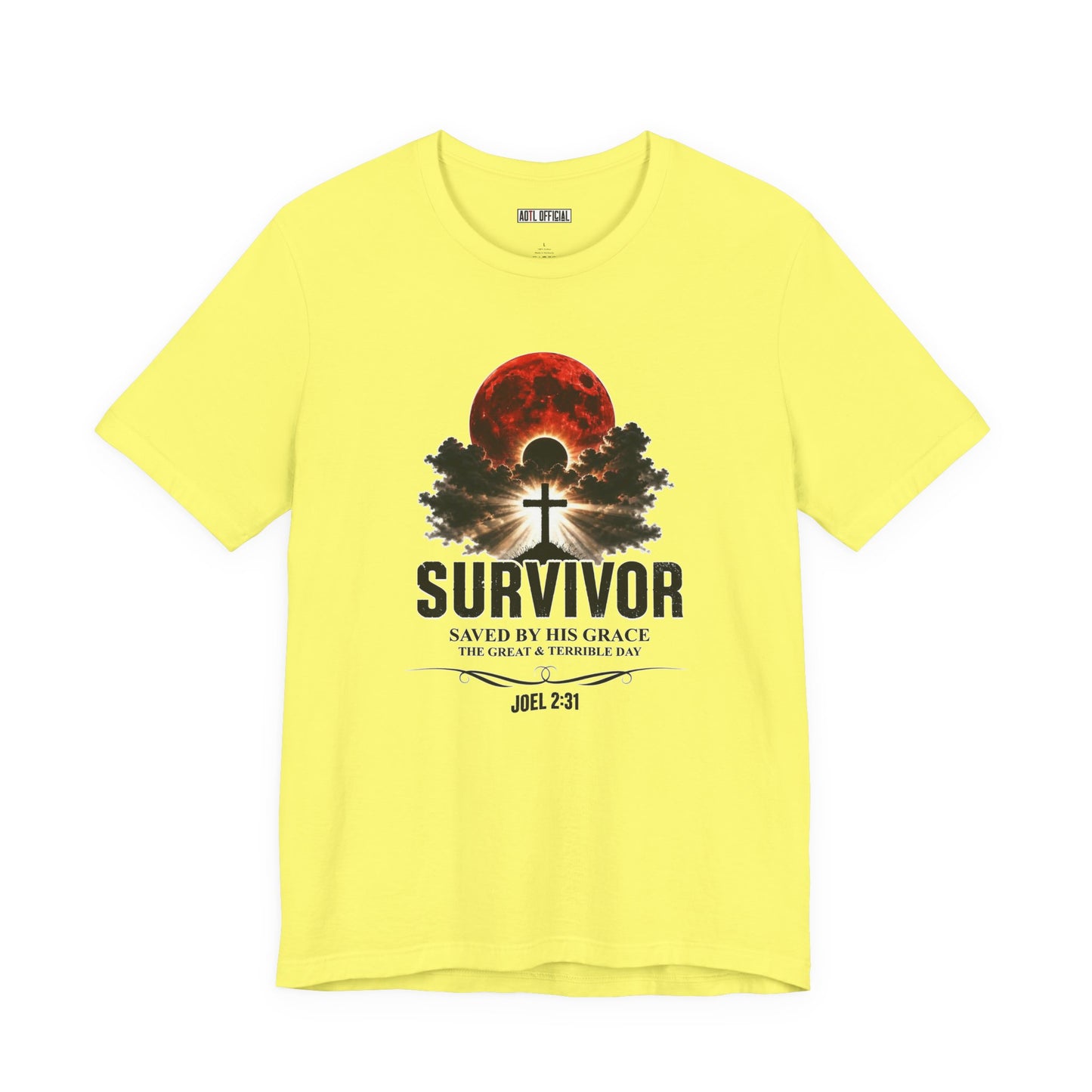 Survivor – Saved by His Grace (Joel 2:31) Unisex Short Sleeve Tee