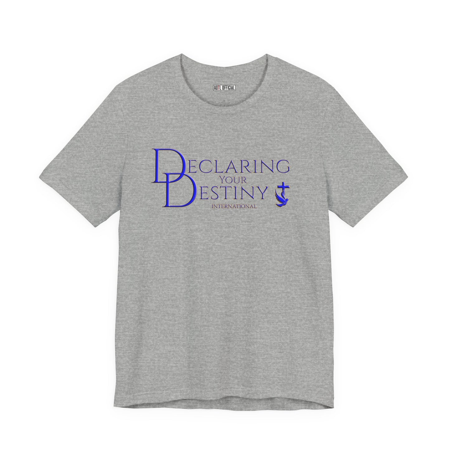 Declaring Your Destiny Blue & Gold logo/ Alpha & Omega Jesus Walking On Water t-shirt