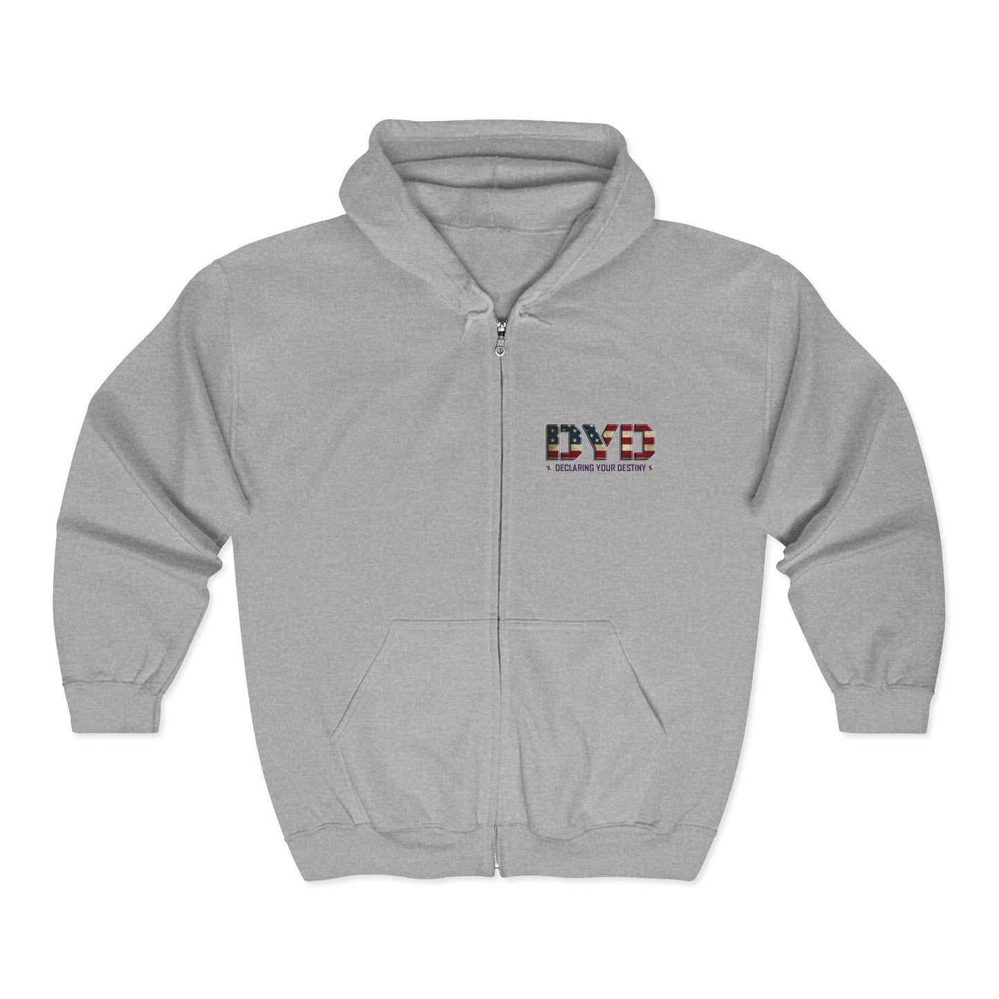 DYD  Single Sided Full-Zip Sweatshirt featuring the USA Declaring Your Destiny logo
