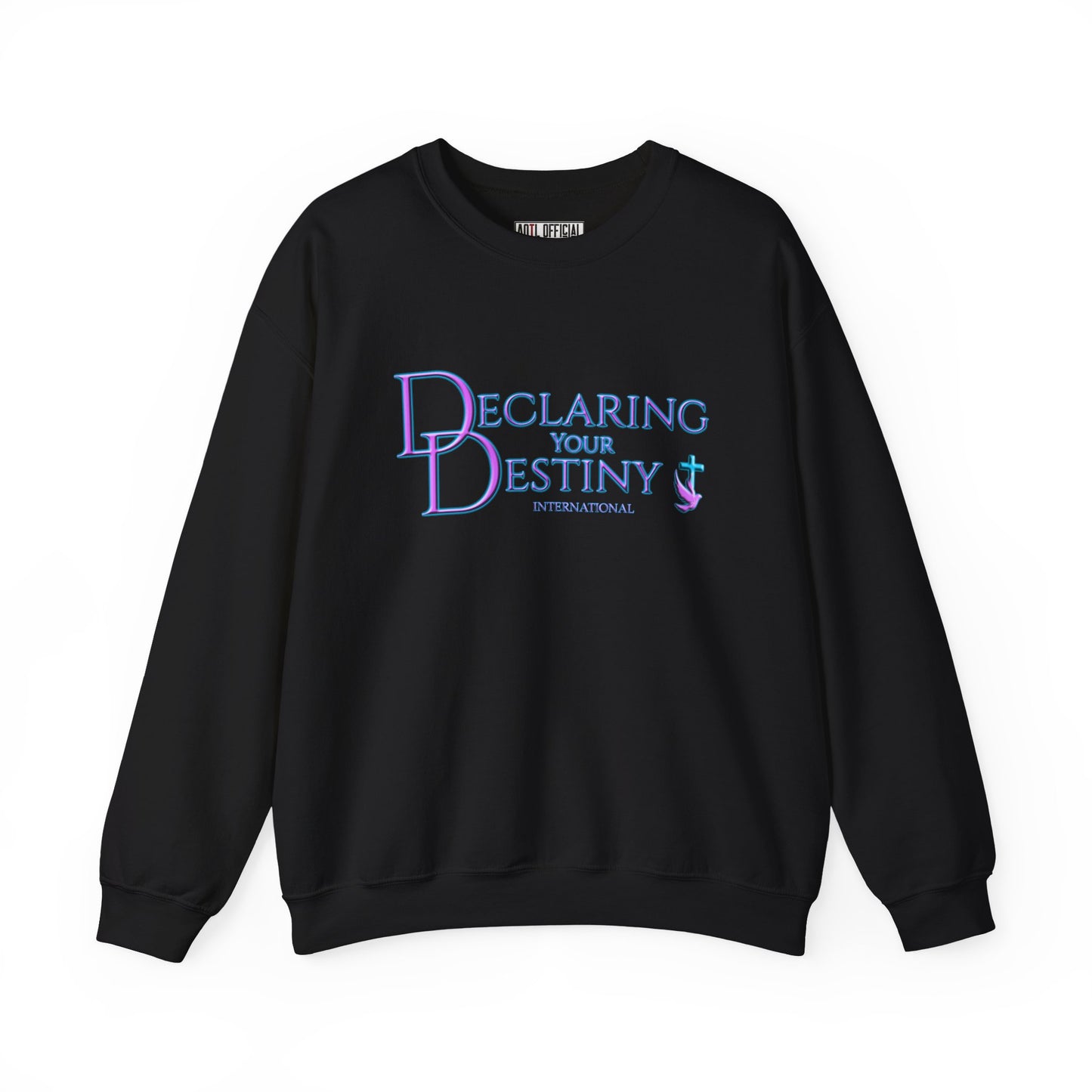 Declaring Your Destiny Purple & Teal logo/ 2 Corinthians 5:7 Unisex Heavy Blend™ Crewneck Sweatshirt