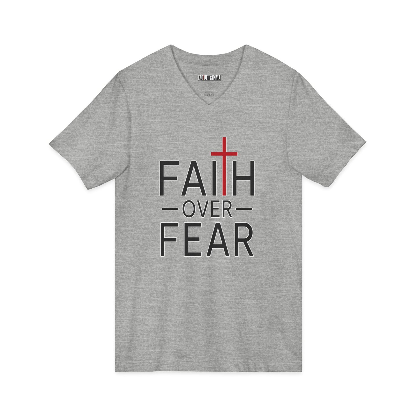 Faith Over Fear Christian V-Neck Tee