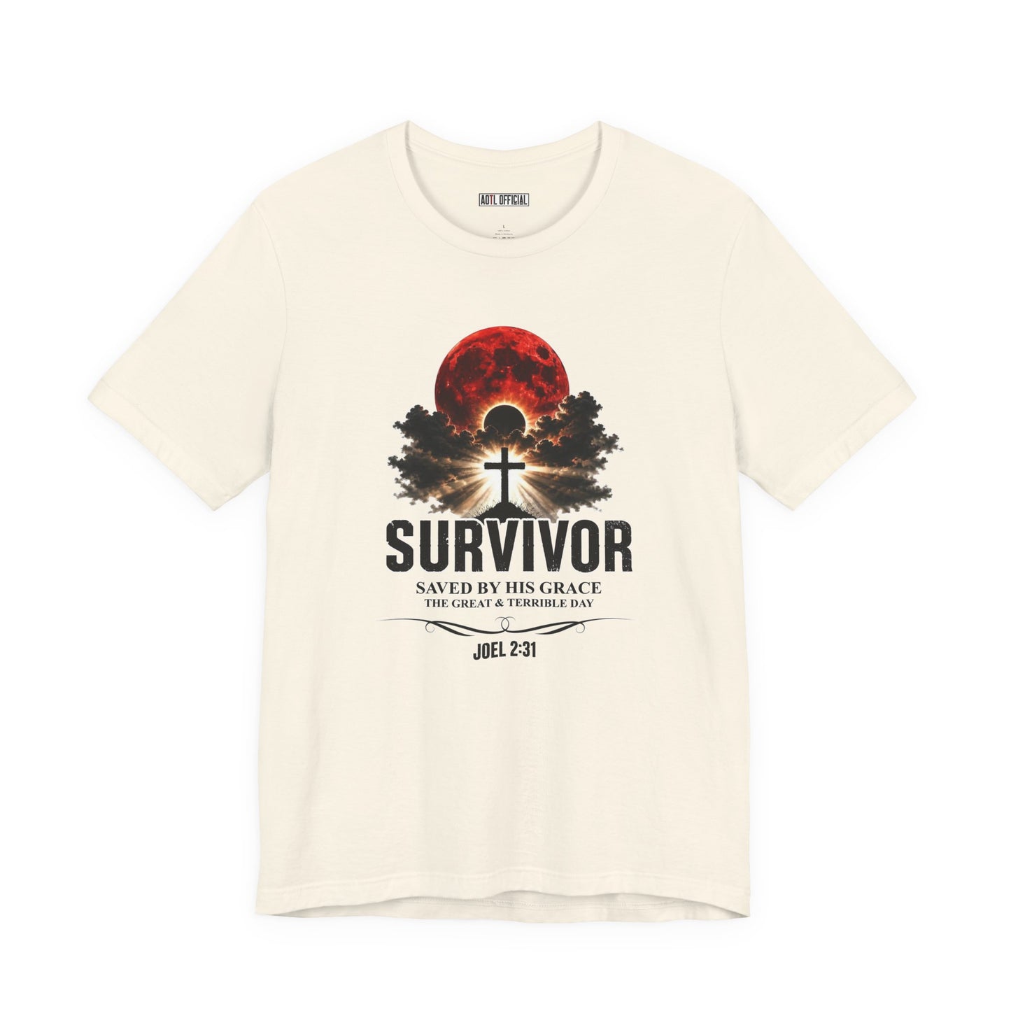 Survivor – Saved by His Grace (Joel 2:31) Unisex Short Sleeve Tee