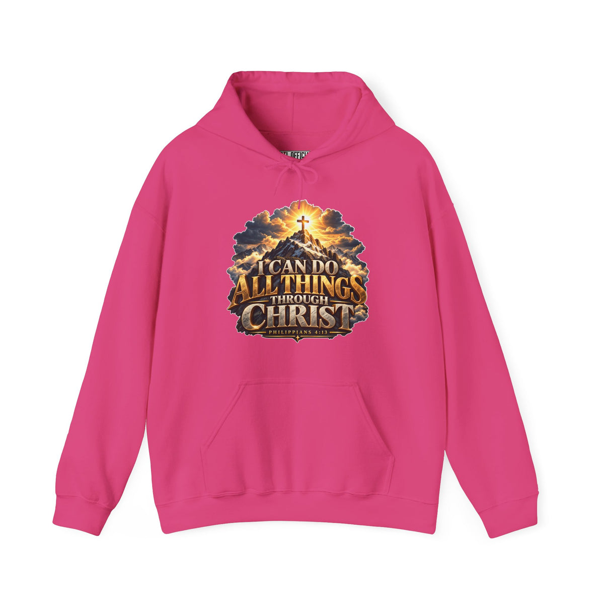 I Can Do All Things Through Christ – Philippians 4:13 Mountain Cross Design Christian Hoodie