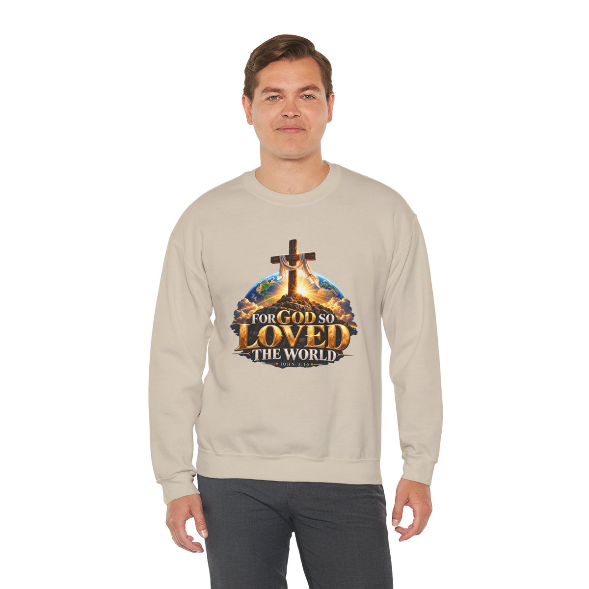 For God So Loved the World – John 3:16 Cross Design Christian  Sweatshirt