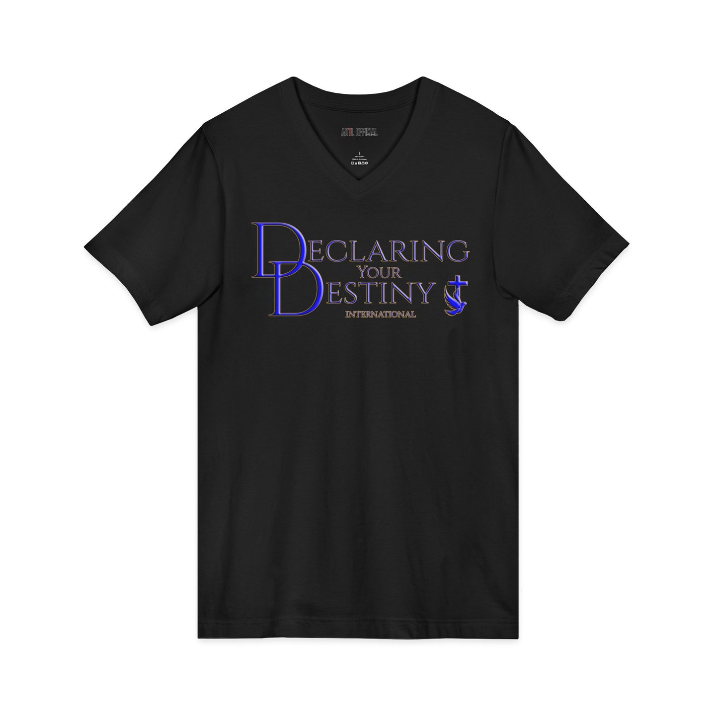 DYD logo in Blue and Gold  V-Neck Tee