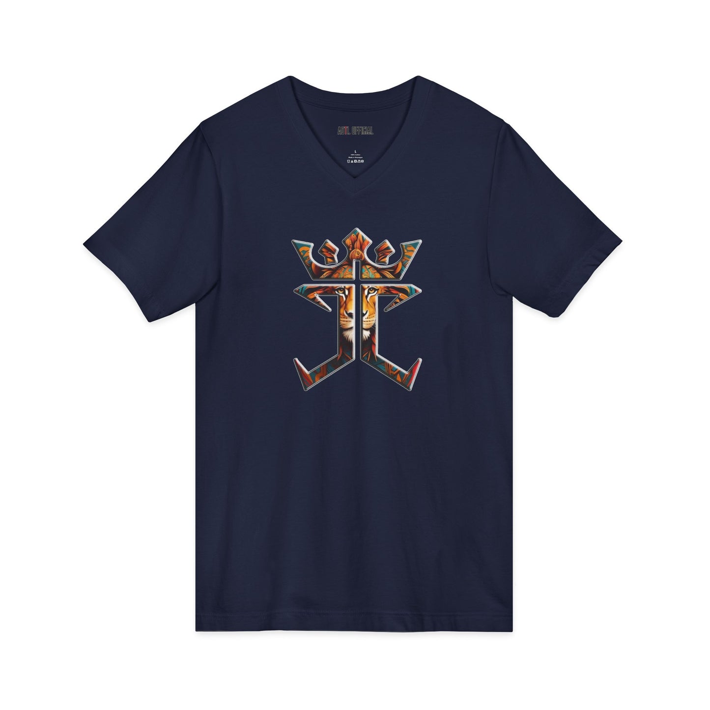 Lion of Judah Jesus Christ is King logo V-neck Tee