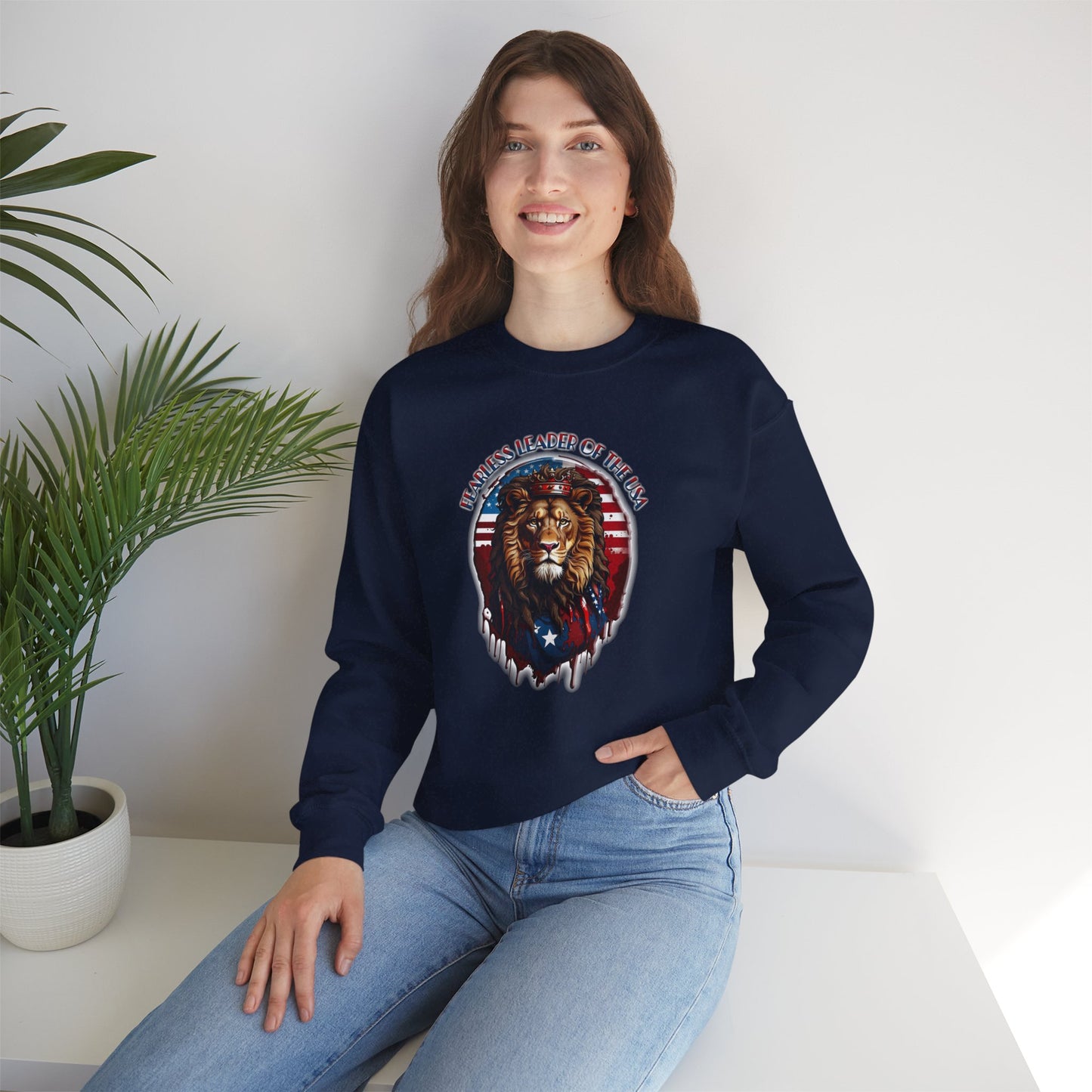 Fearless Leader of Faith  Lion of Judah  Unisex Heavy Blend™ Crewneck Sweatshirt