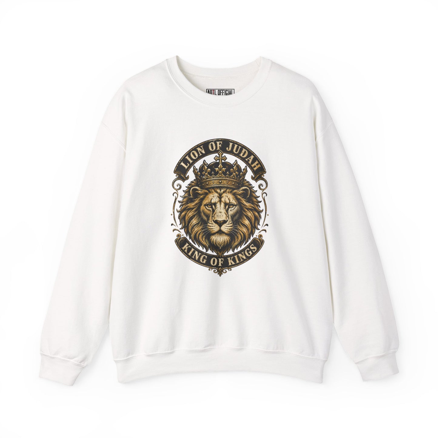 Shop the Lion of Judah – King of Kings Christian  Sweatshirt. A bold symbol of strength, royalty, and unwavering faith.