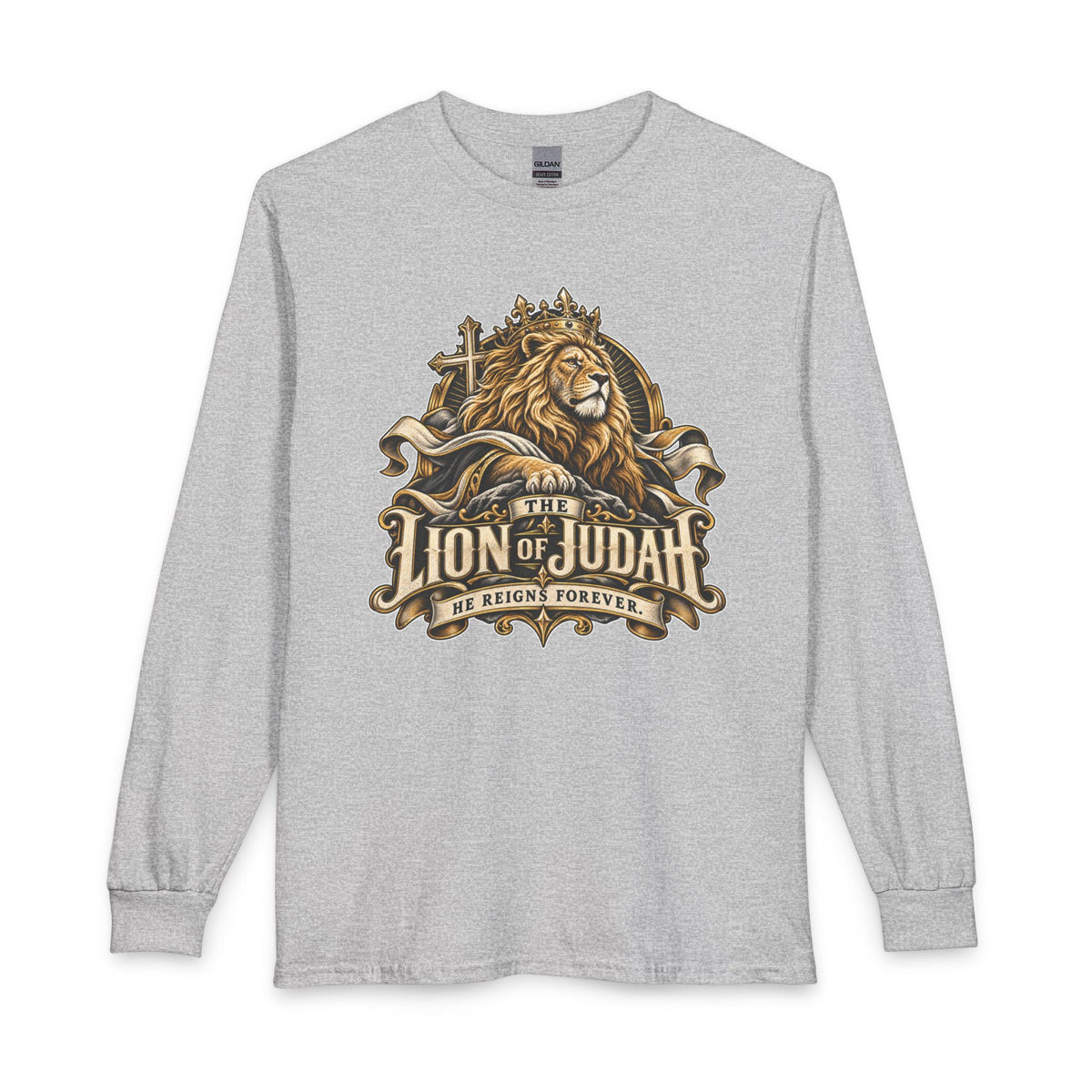 Lion of Judah —He Reigns Forever Christian Long Sleeve Shirt