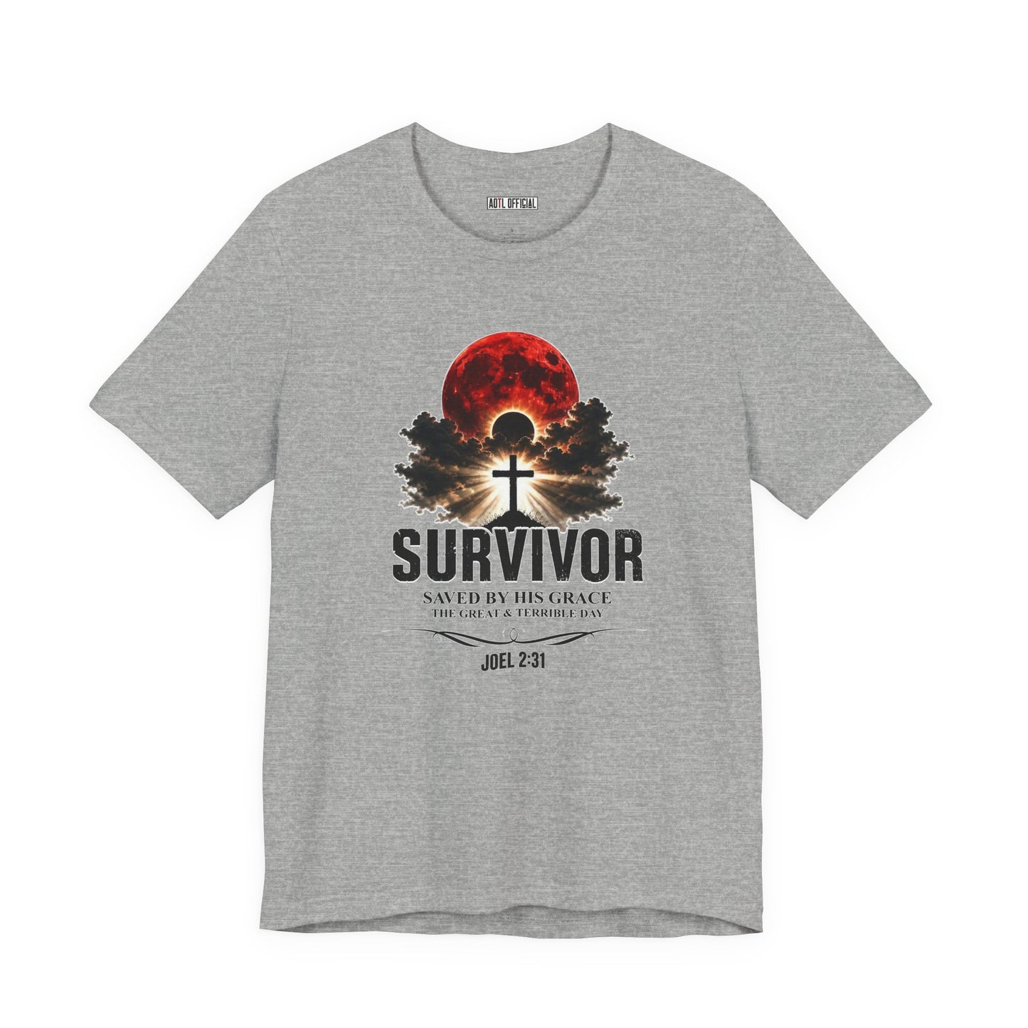 Survivor – Saved by His Grace (Joel 2:31) Unisex Short Sleeve Tee
