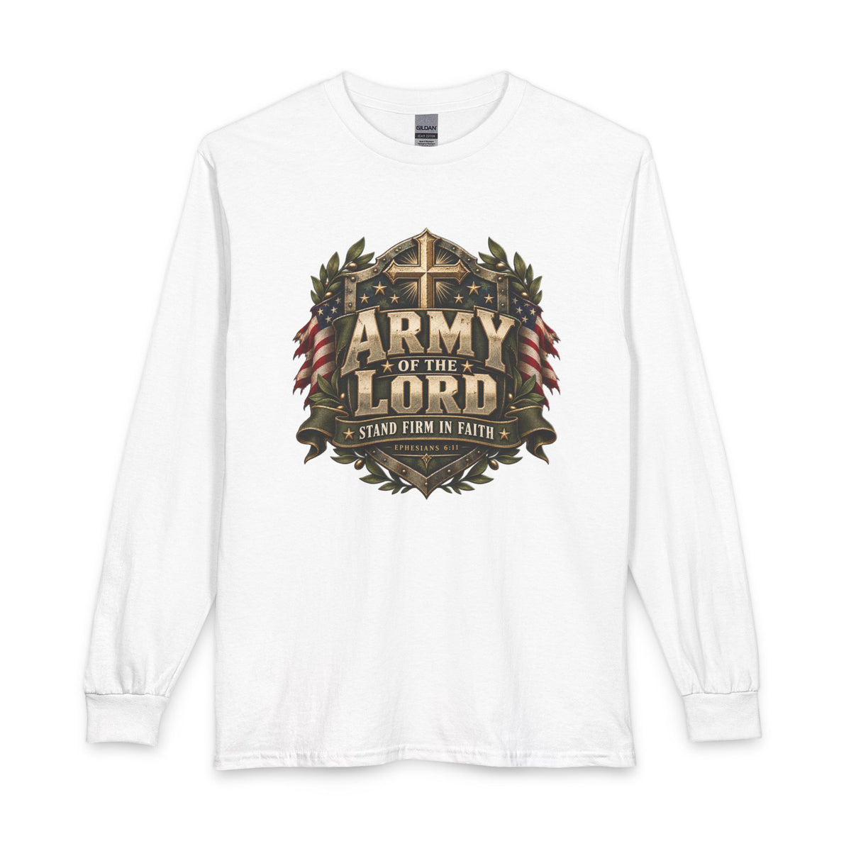 Stand Firm in Faith Christian Shirt. Inspired by Ephesians 6:11, this design calls you to put on God’s armor and stand strong through every challenge. 