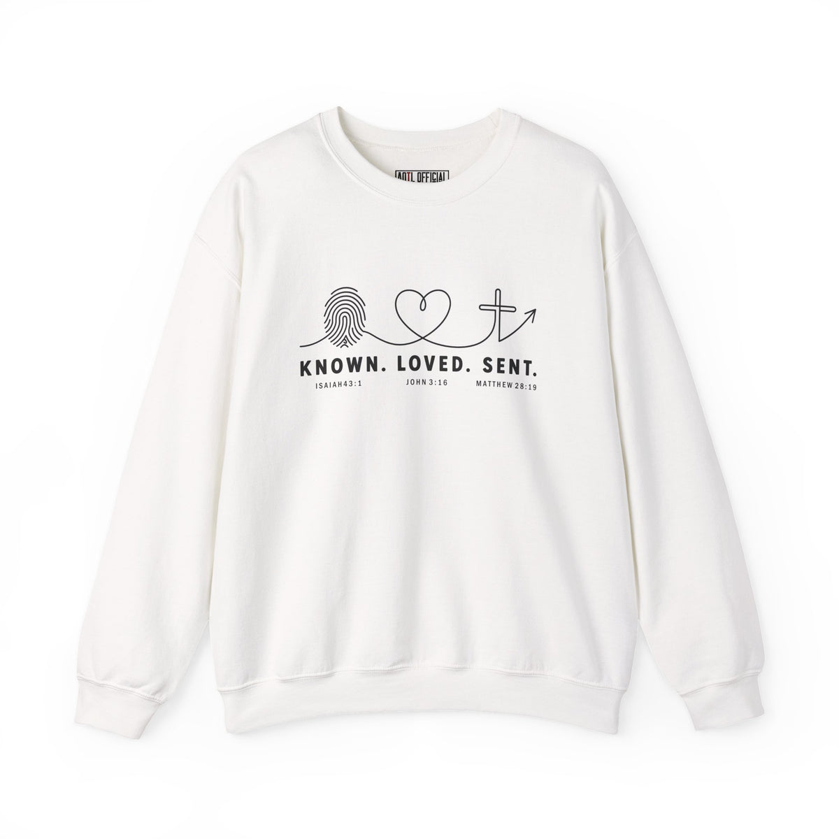 Shop the Known. Loved. Sent. Christian Sweatshirt. A simple yet powerful reminder of your identity and purpose in Christ.