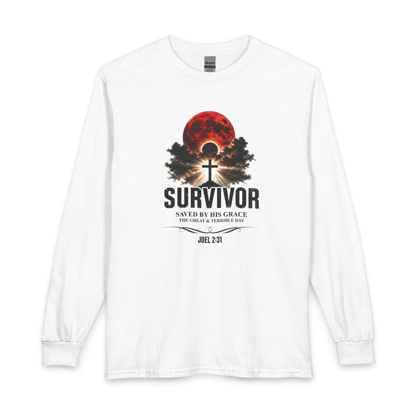 Survivor - Saved by His Grace (Joel 2:31) Christian Long Sleeve Shirt