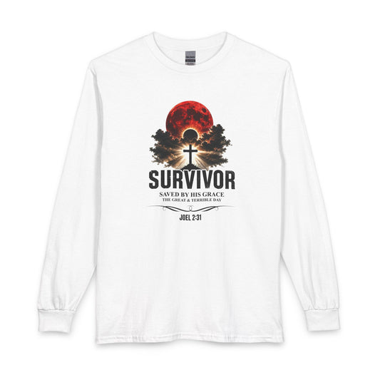 Survivor - Saved by His Grace (Joel 2:31) Christian Long Sleeve Shirt