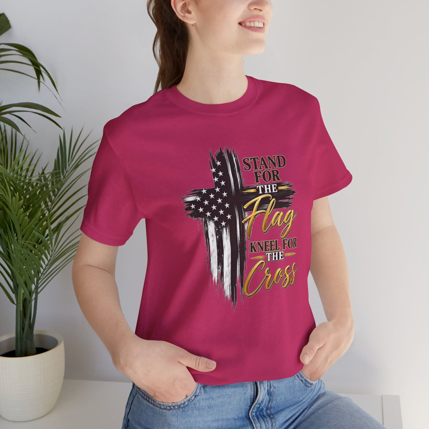 Stand for the Flag, Kneel for the Cross Christian T-shirt