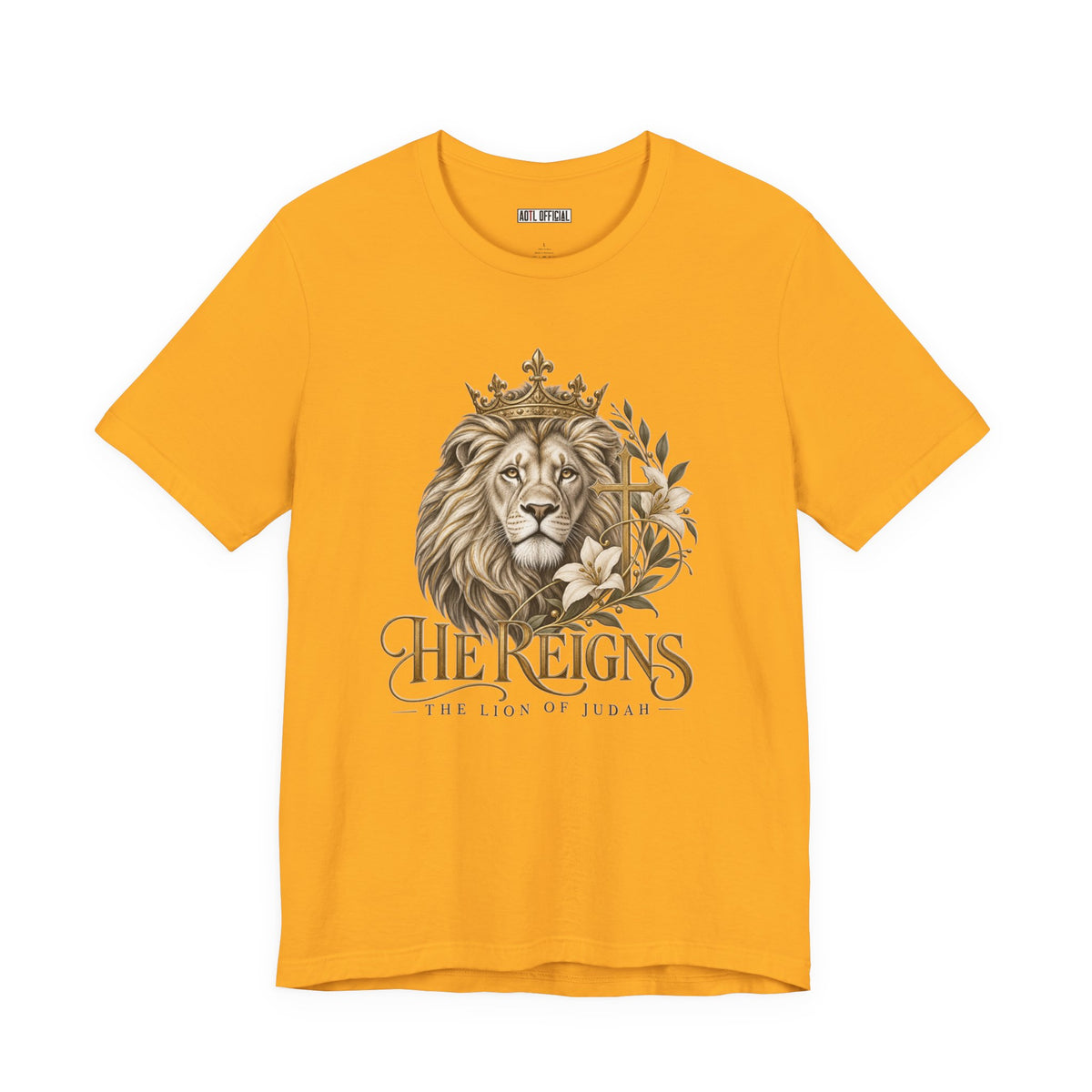 Lion of Judah — He Reigns Christian T-shirt