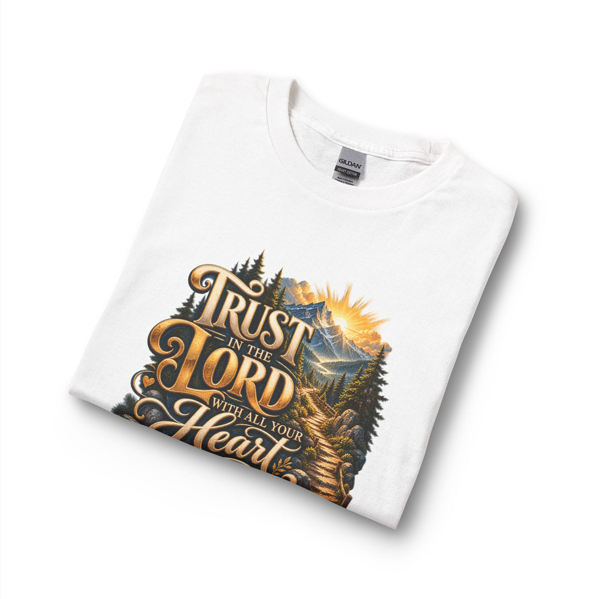 Trust in the Lord With All Your Heart – Proverbs 3:5-6 Mountain Path Design Christian Long Sleeve Shirt