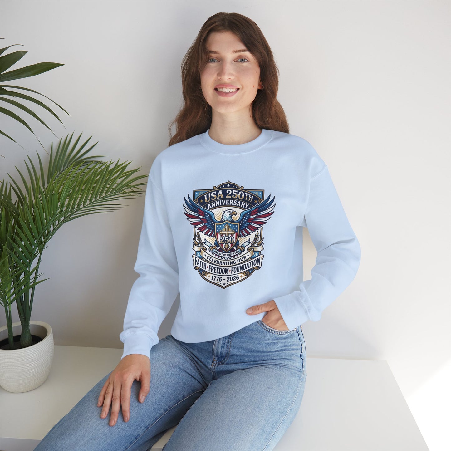 250 Years One nation Under God  Unisex Heavy Blend™ Crewneck Sweatshirt