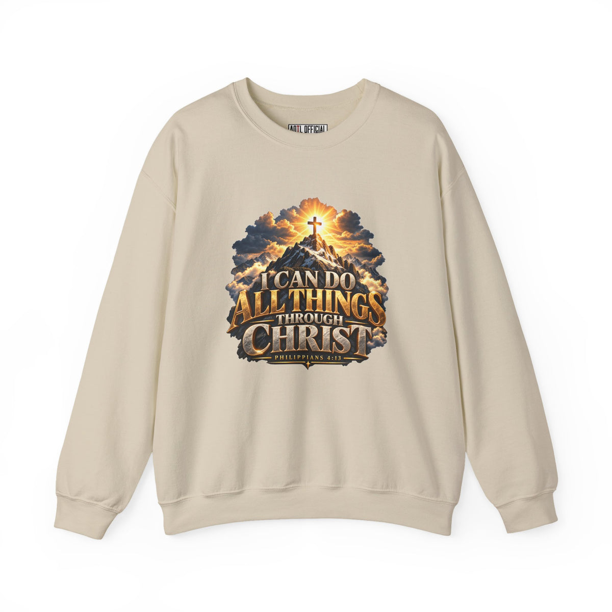 I Can Do All Things Through Christ – Philippians 4:13 Mountain Cross Design Christian  Sweatshirt