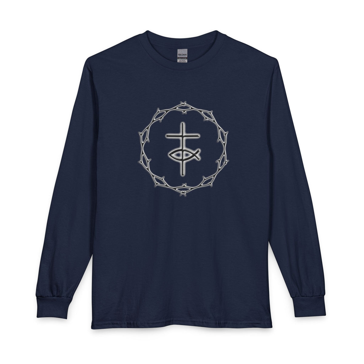 Circle of Thorns & Cross Christian Long Sleeve Shirt