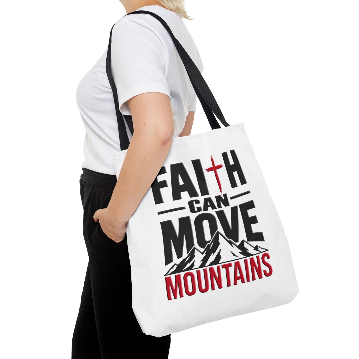 Faith Can Move Mountains/ Team Jesus Christian Tote Bag