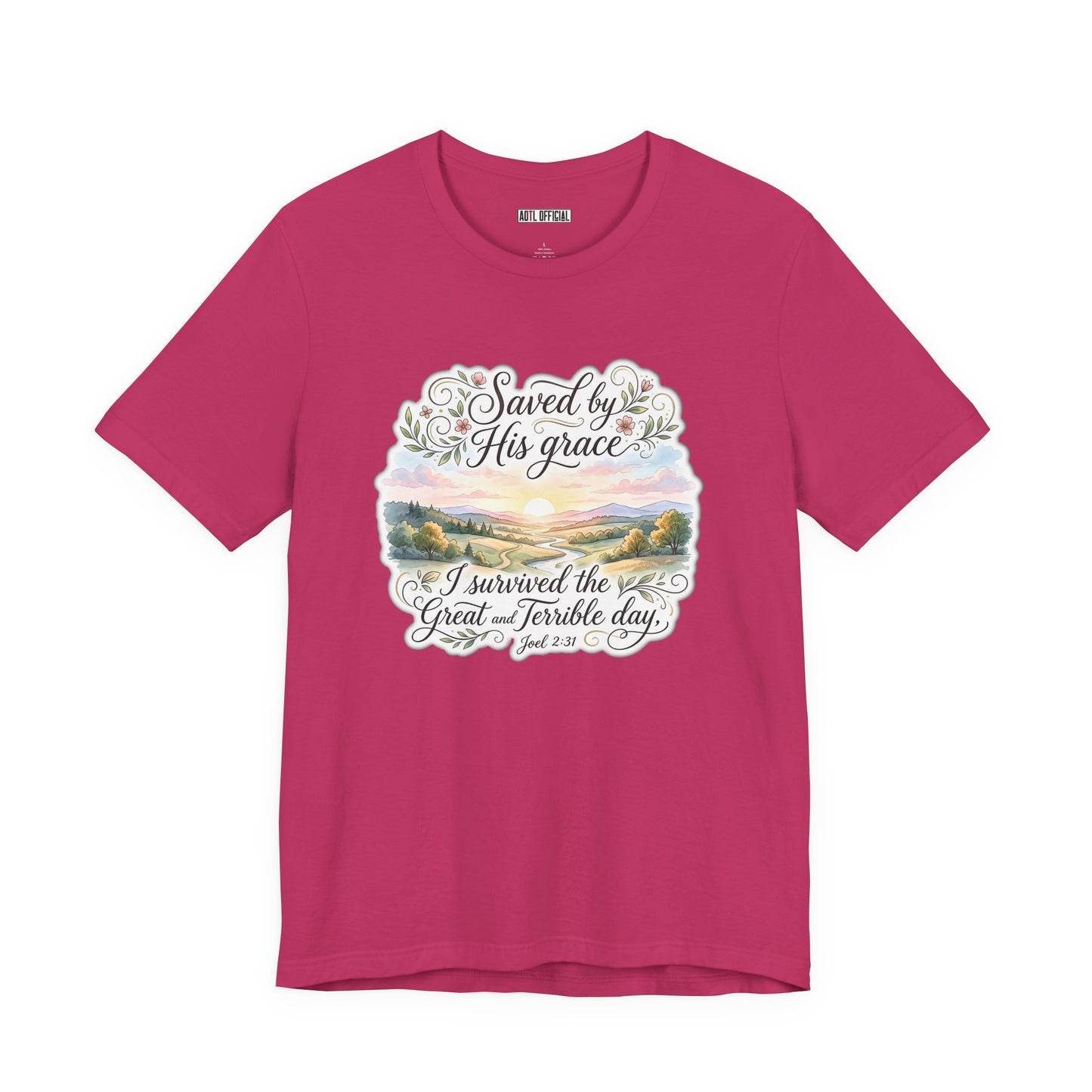 Grace Beyond the Horizon – I Survived the Great and Terrible Day (Joel 2:31) Unisex Short Sleeve Tee