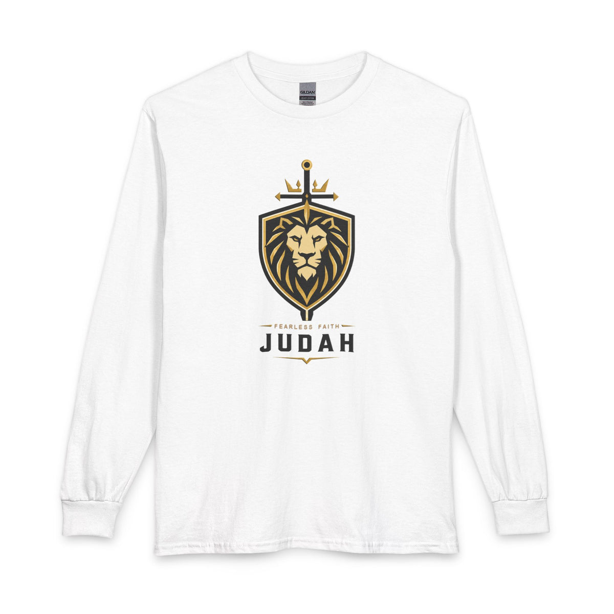 Shop the Judah — Fearless Faith Christian Long Sleeve Shirt. Wear a statement of fearless faith, rooted in the strength and authority of the Lion of Judah.