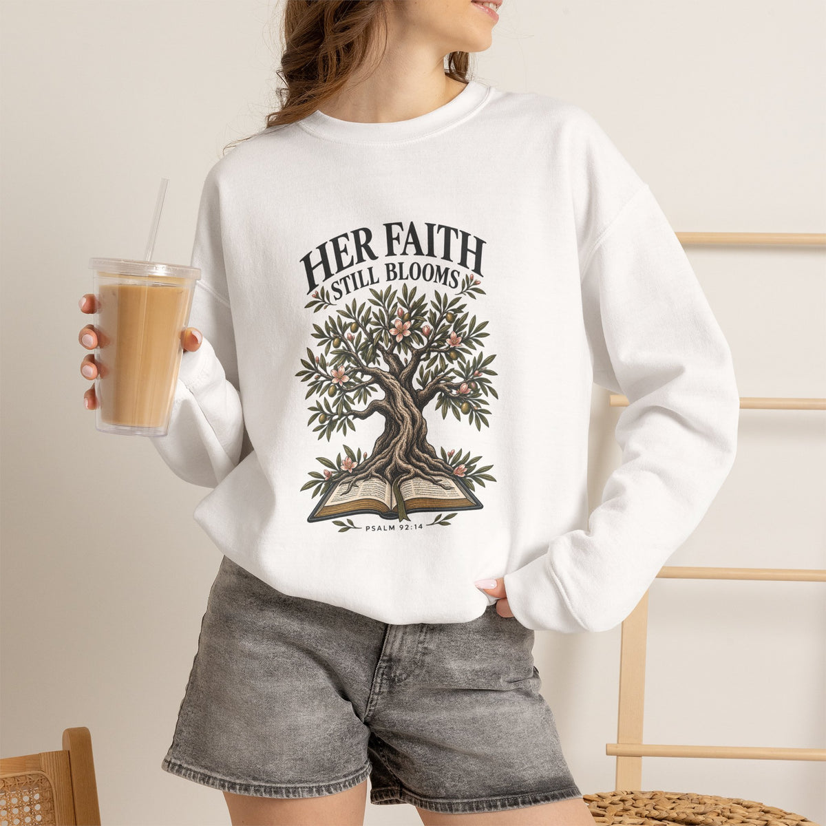 Her Faith Still Blooms Christian Sweatshirt