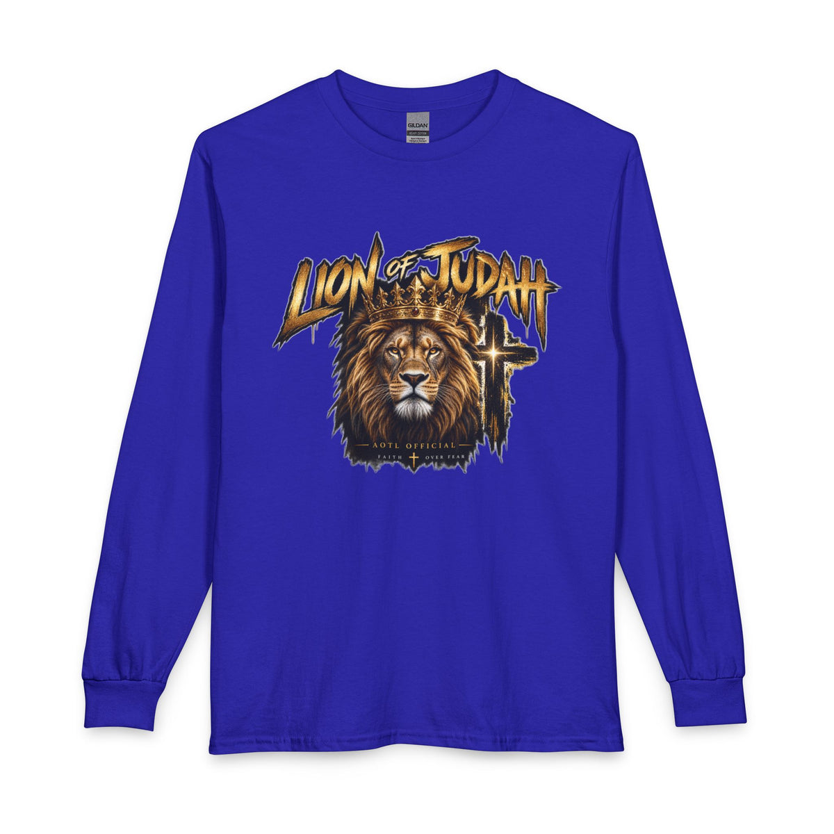 Lion of Judah — Faith Over Fear Christian Long Sleeve Shirt