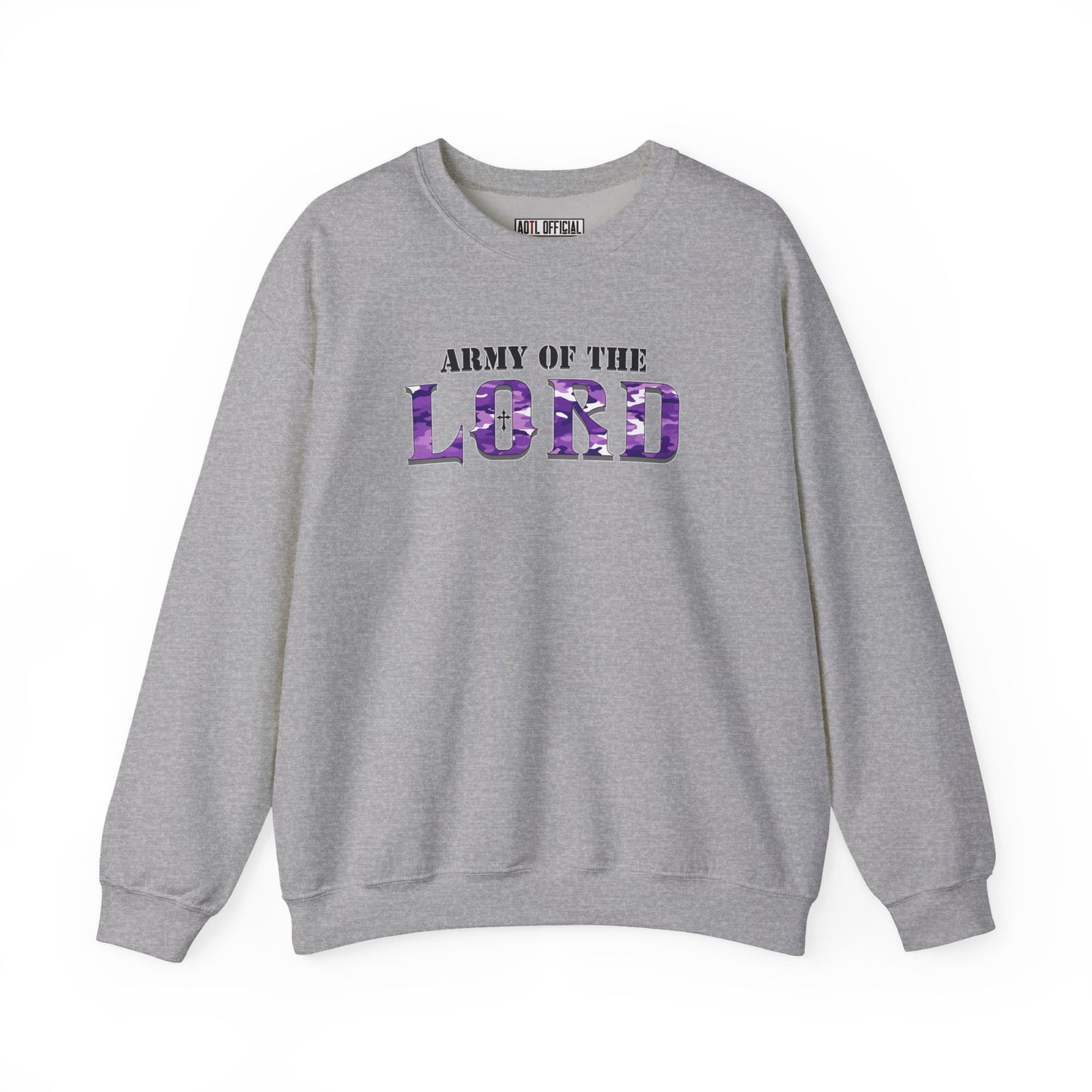 Purple Camo Army of the Lord Unisex Heavy Blend™ Crewneck Sweatshirt