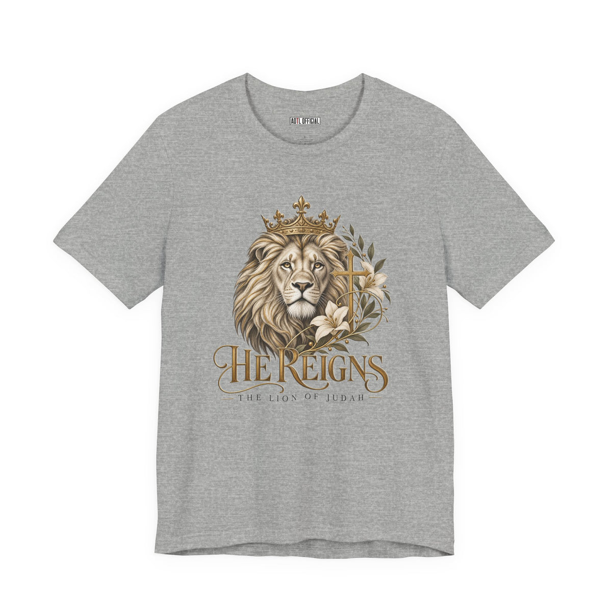 Lion of Judah — He Reigns Christian T-shirt