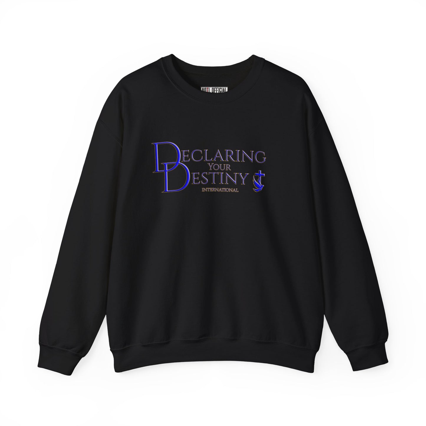 Declaring Your Destiny Blue & Gold Logo/ Philippians 4:13 Unisex Heavy Blend™ Crewneck Sweatshirt
