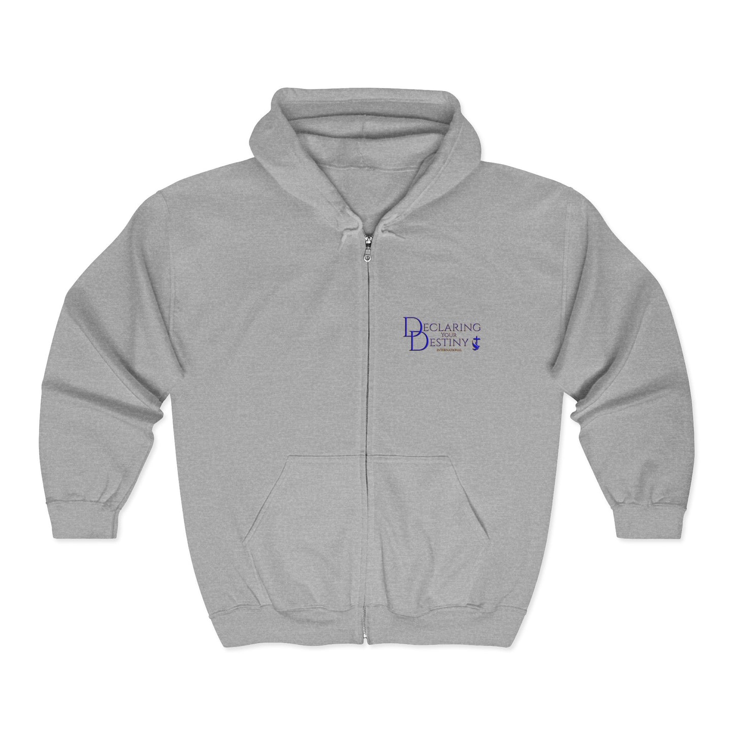 Men's DYD  2 Sided Full-Zip Sweatshirt featuring the Blue and Gold DYD logo front, In Crowd logo on back