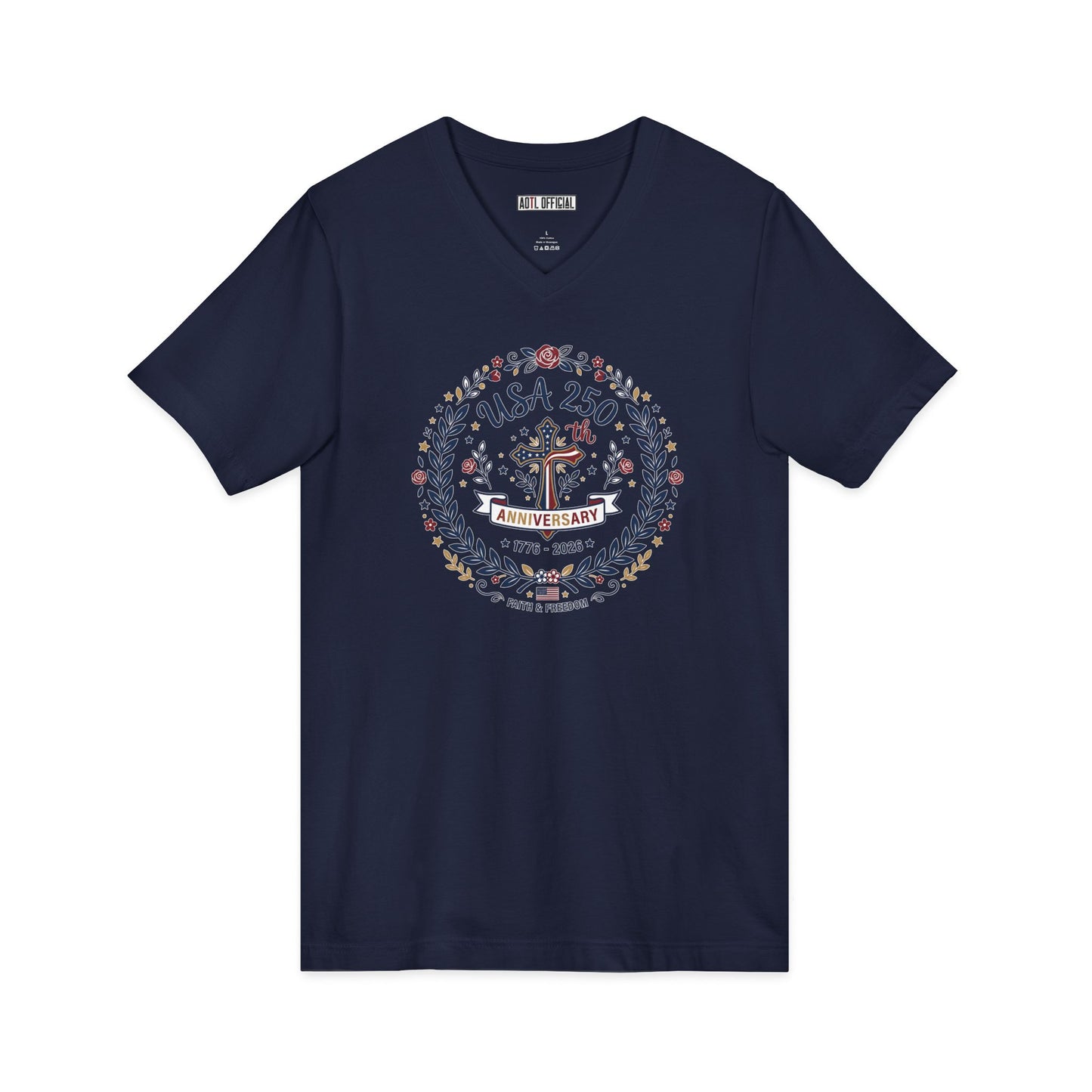 Ladies USA 250th Anniversary  V-Neck Tee