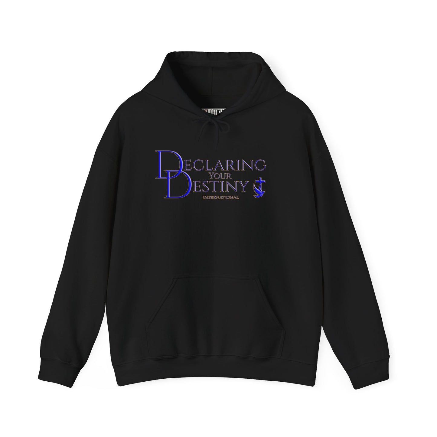 Declaring Your Destiny Blue & Gold logo/ Alpha & Omega Jesu Walking On Water Unisex Heavy Blend™ Hooded Sweatshirt