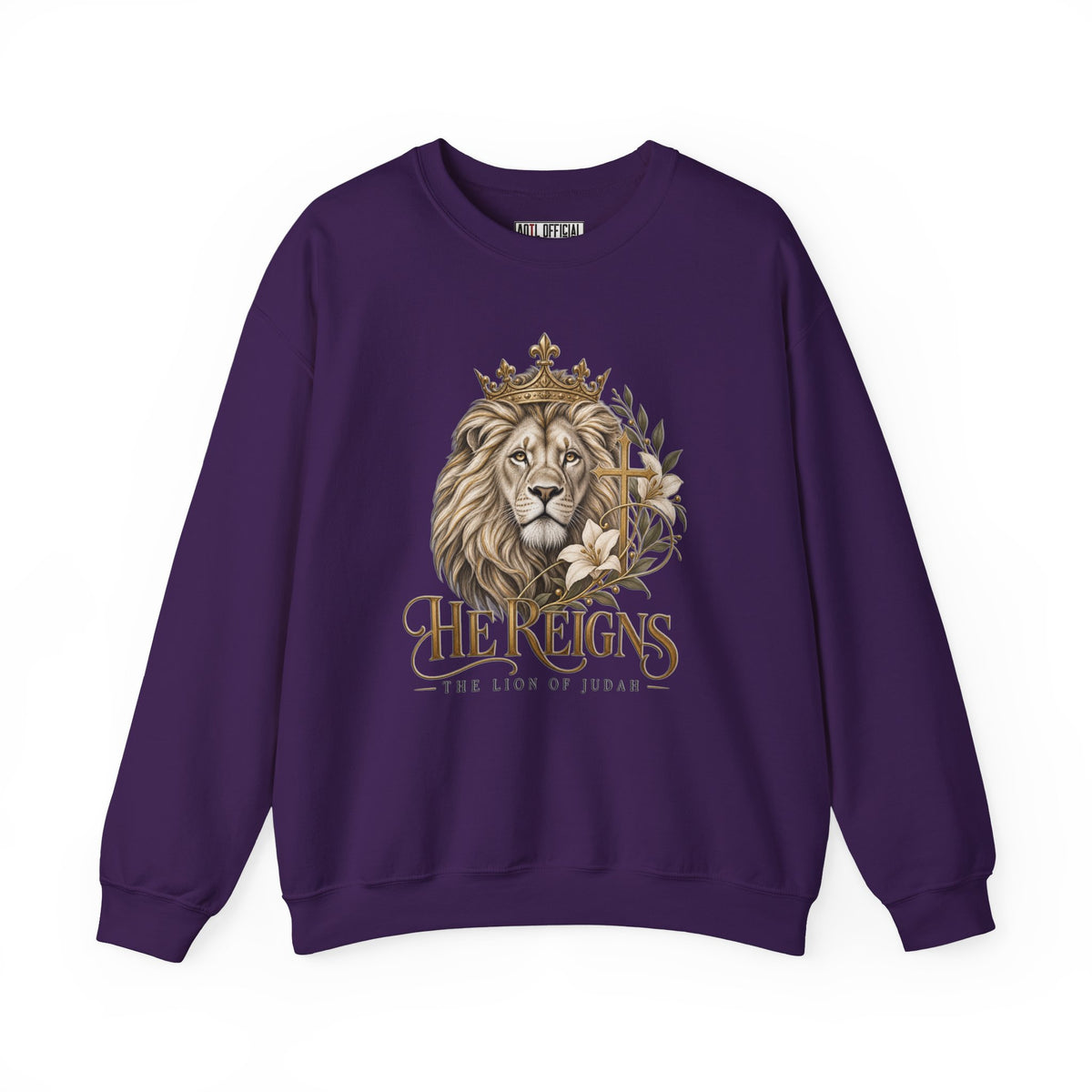 Lion of Judah — He Reigns Christian Sweatshirt