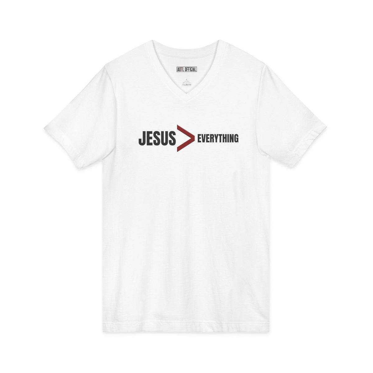 Jesus > Everything Christian V-neck t-shirt faith-inspired design
