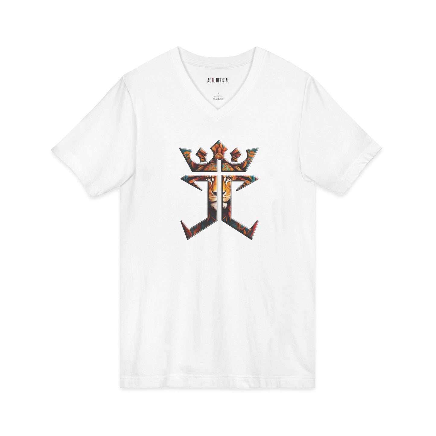 Lion of Judah Jesus Christ is King logo V-neck Tee