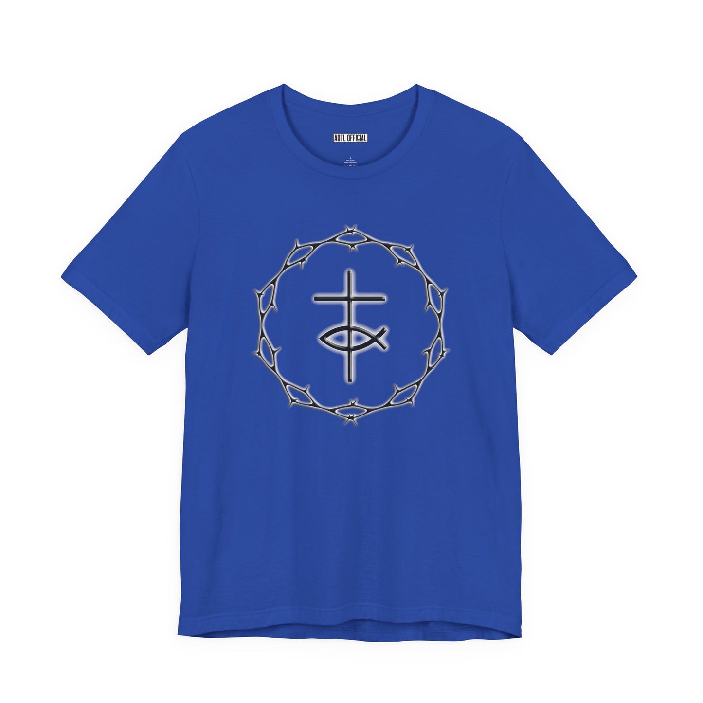 Circle of Thorns & Cross with Fish Unisex Jersey Short Sleeve Tee