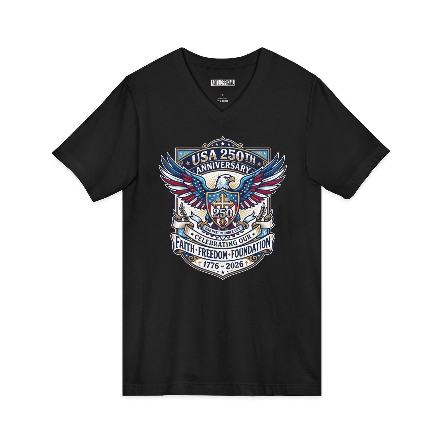 250 Years, One Nation under God  V-Neck Tee