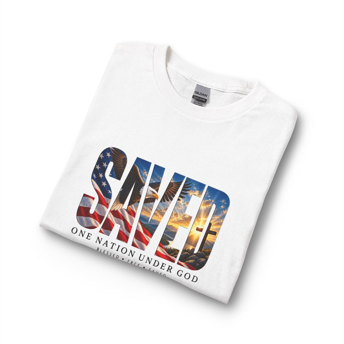 Saved-One Nation Under God Christian Long Sleeve Shirt