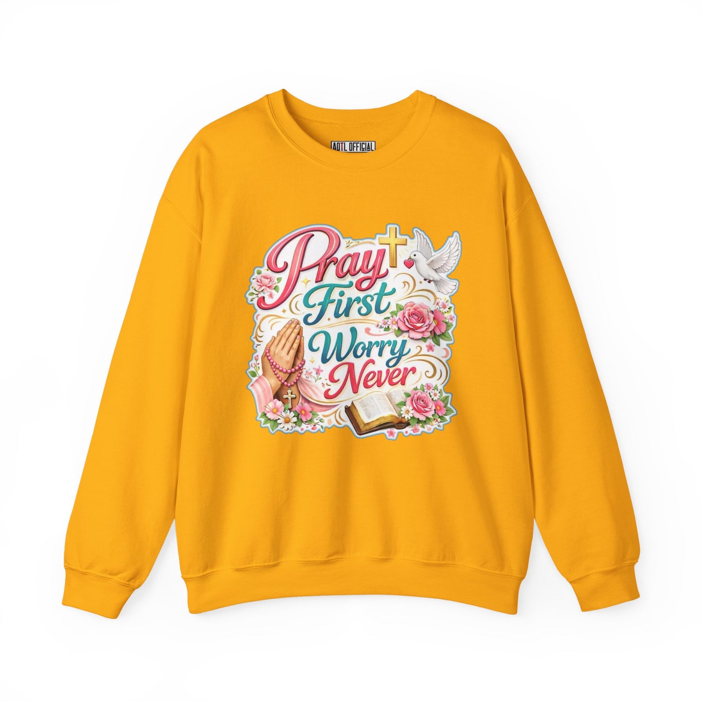 Pray First, Worry Never Unisex Heavy Blend™ Crewneck Sweatshirt