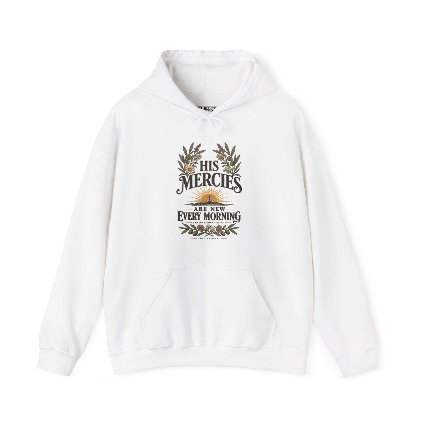 Shop the His Mercies Are New Every Morning Christian Hoodie. A beautiful reminder of God’s unfailing compassion, inspired by Lamentations 3:22–23. 