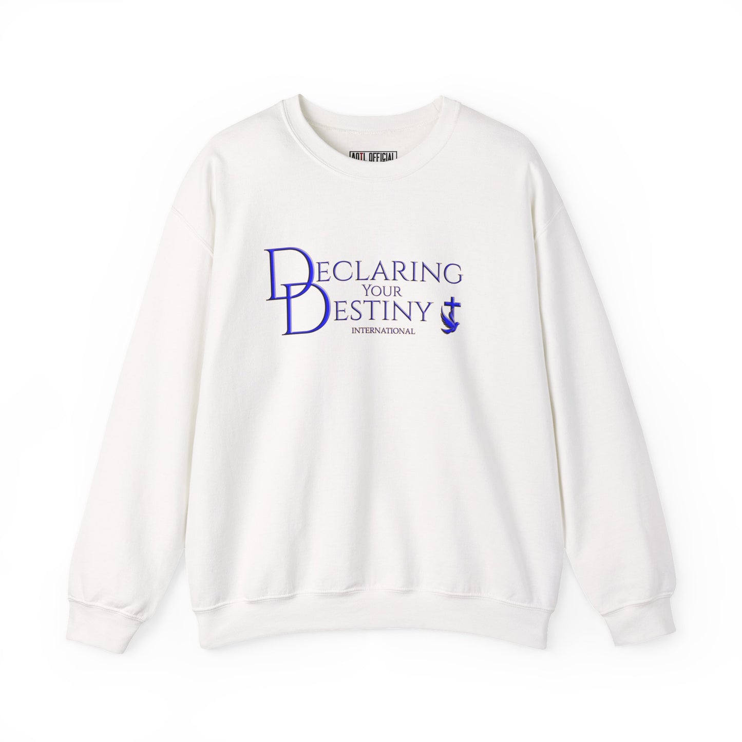 Declaring Your Destiny Blue & Gold Logo/ Philippians 4:13 Unisex Heavy Blend™ Crewneck Sweatshirt