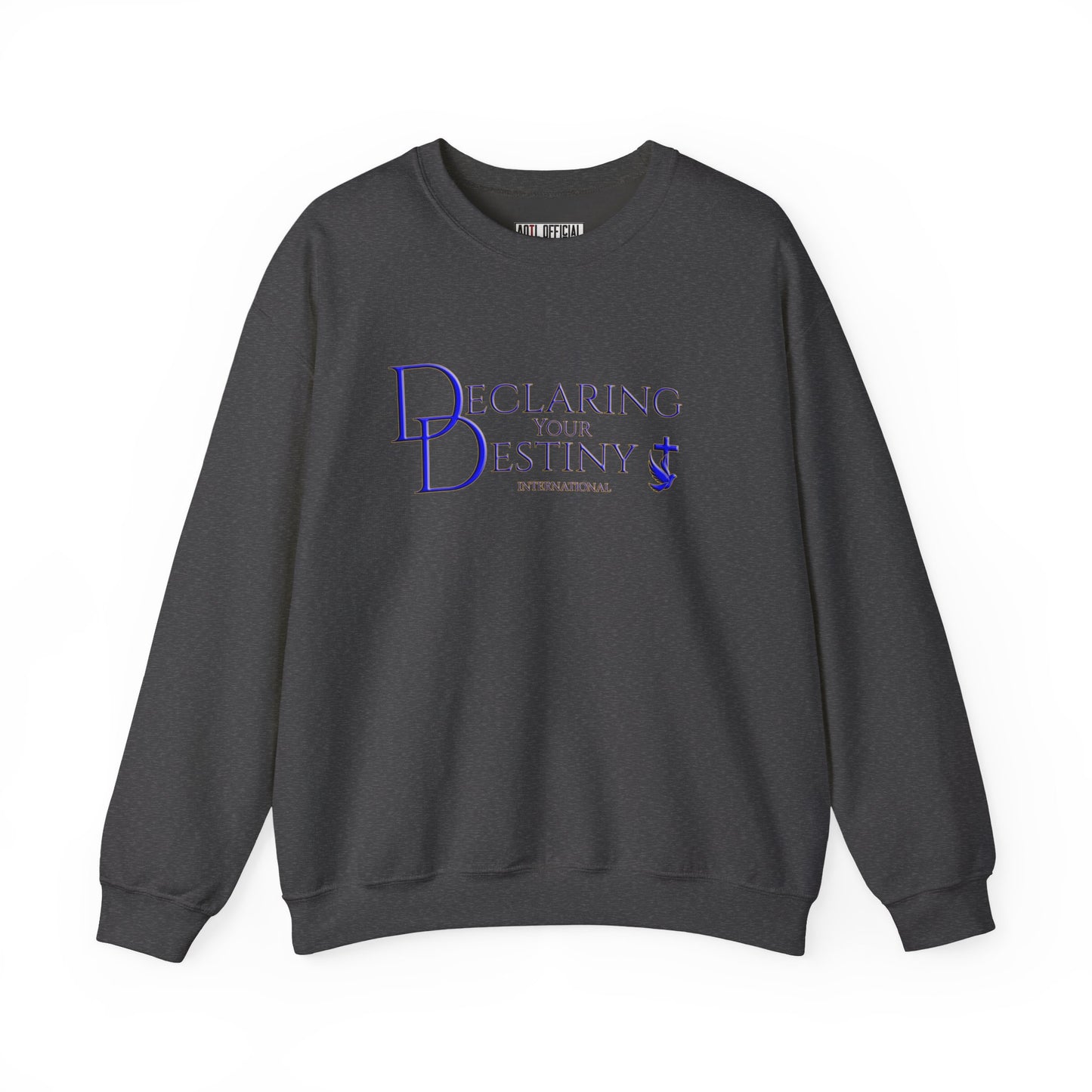 Declaring Your Destiny Blue & Gold Logo/ Philippians 4:13 Unisex Heavy Blend™ Crewneck Sweatshirt