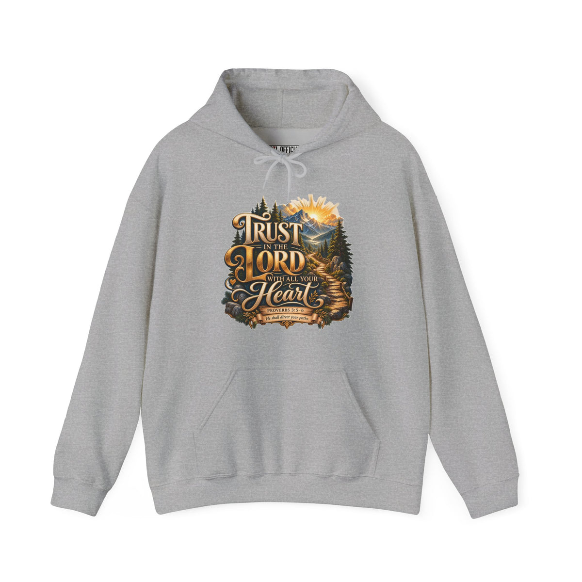 Trust in the Lord With All Your Heart – Proverbs 3:5-6 Mountain Path Design Christian Hoodie